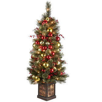 kleine kunstkerstboom dakota met decoratie en leds national tree company