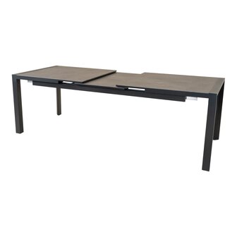 Uittrektafel Lagos 130/160x75 cm - uitschuifbare tuintafel - aluminium gecoat frame - 5 mm tafelblad