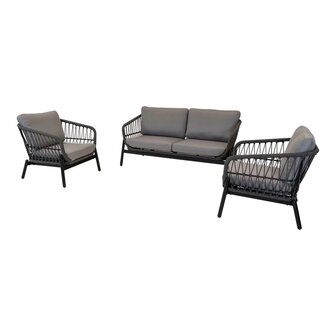 Loungeset Zavi Stone - Rope wicker - Aluminium frame - Lesli living