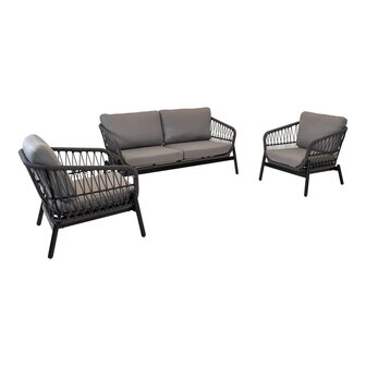 Loungeset Zavi Stone - Rope wicker - Aluminium frame - Lesli living