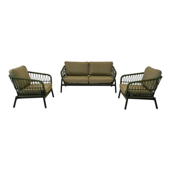 Loungeset Zavi Olive - Rope wicker - Aluminium frame - Lesli living