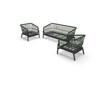 Loungeset Zavi Olive - Rope wicker - Aluminium frame - Lesli living