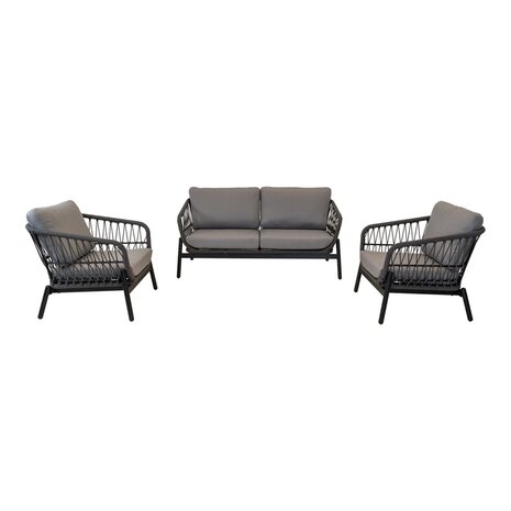 Loungeset Zavi Stone - Rope wicker - Aluminium frame - Lesli living