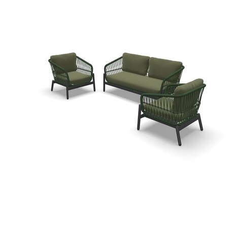 Loungeset Zavi Olive - Rope wicker - Aluminium frame - Lesli living