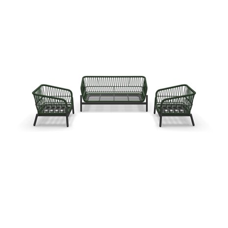 Loungeset Zavi Olive - Rope wicker - Aluminium frame - Lesli living