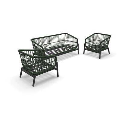 Loungeset Zavi Olive - Rope wicker - Aluminium frame - Lesli living