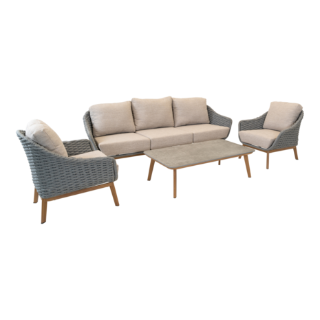 Luxe Loungeset Ibiza - Rope wicker - Aluminium frame - Olefin kussens - Lesli living