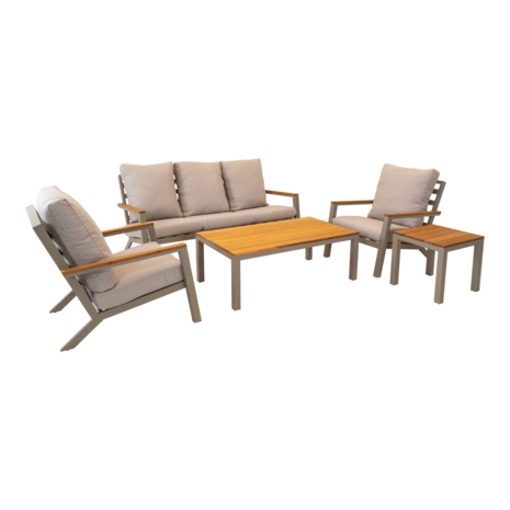 Royale Loungeset Donnan beige met luxe uitstraling - Gecoat aluminium frame - Olefin kussens - Lesli living