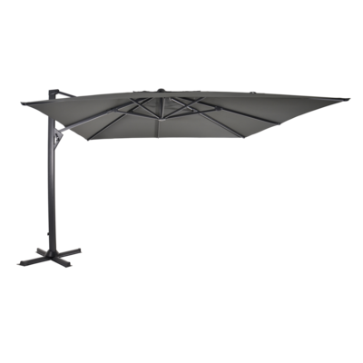 Zweefparasol Taurus 3x4meter, kleur: grijs of taupe -  rechthoekig -  opdraaimechanisem